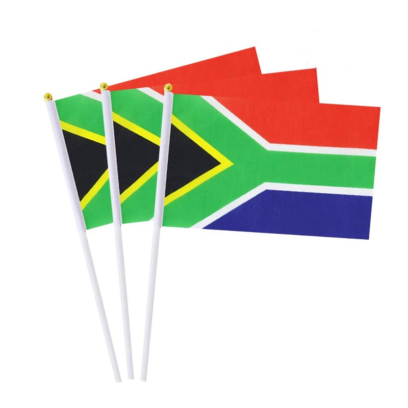 mflagperft South Africa Flag South African Flag, Small Mini Handheld South Africa Flags on Stick, Ideal for Party Parades Sports Events Patriotic Festival Decorations - Image 1